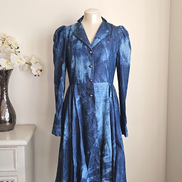 For Her NYC Goth Coquette Grunge Romantic Dress Wash Blue "The Takeover" Size M - Picture 14 of 15